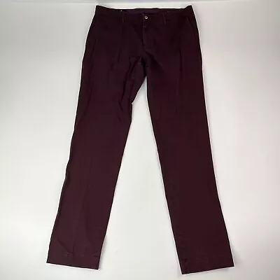 Mason's Em's Clothing Maroon Cotton Elastane Chino Pants Mens Size 36X35 • $47.99