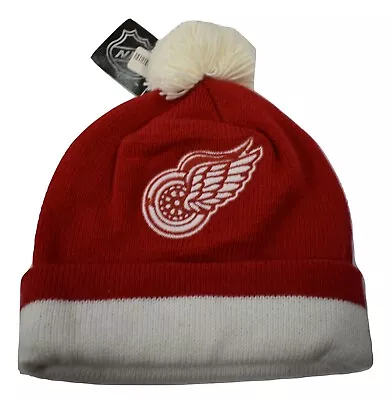 Mitchell & Ness NHL Mens Detroit Red Wings Hockey Pom Cuff Beanie Hat New  • $9.99