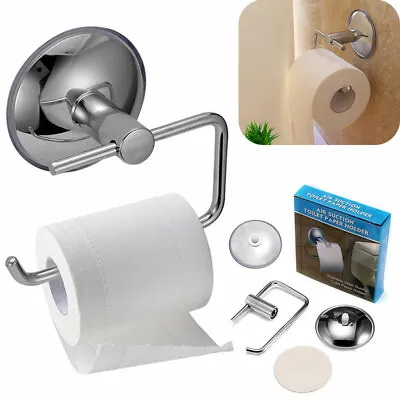 $15.55 • Buy Stainless Steel Suction Cup Toilet Paper Roll Holder Tissue Rack No Drilling