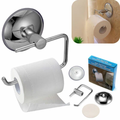 $15.55 • Buy Stainless Steel Suction Cup Toilet Paper Roll Holder Tissue Rack No Drilling