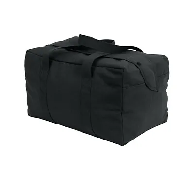 Heavyweight Canvas Small Black Parachute Cargo Bag Military Style 8107 • $41.99
