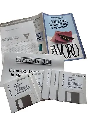 Vtg Microsoft Word 6-Floppy Diskettes Version 5.1 Apple Macintosh Series 800K • $22.95