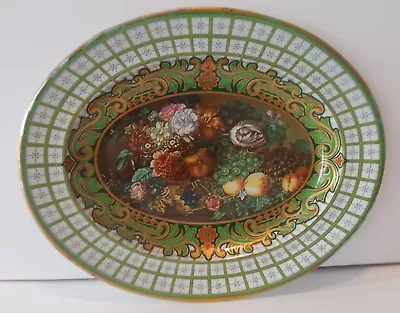 Vintage Daher Decorated Ware Oval Tin Tray Wall Hanging Floral NY  #3 • $10.95