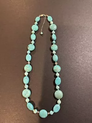 Vintage Sterling Silver Clasp Turquoise Stone Necklace • $49.99