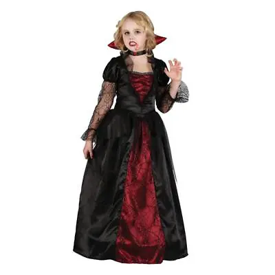 Girls Vampire Princess Costume Dress Kids Halloween Fancy Dress Outfit • £14.99