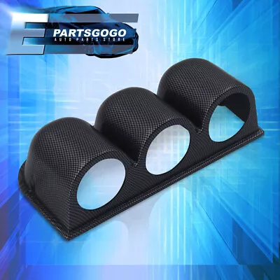 2  52mm Carbon Triple Hole Race Auto Car Dash Board Gauge Meter Pod Holder Mount • $14.99