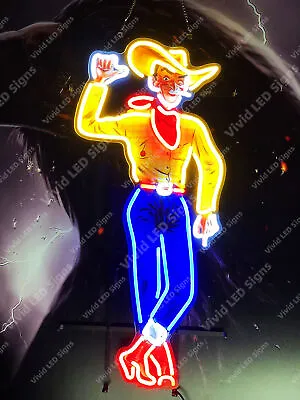 Las Vegas Cowboy VIC Casino Vivid LED Neon Sign Light Lamp With Dimmer • $349.99