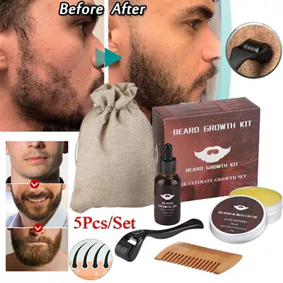 $17.95 • Buy Beard Growth Kit - Derma Roller, Beard Growth Serum Oil, Balm, Comb Gift For Men