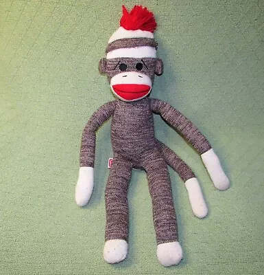 $20 • Buy 20  Sock Monkey Schylling  Happy Plush Solid Brown Stuffed Animal Red Lips Doll