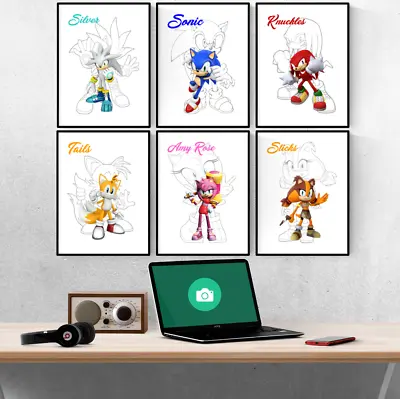 £7 • Buy Sonic The Hedgehog Drawing Set Of 6 Prints Pictures Wall Art Poster 