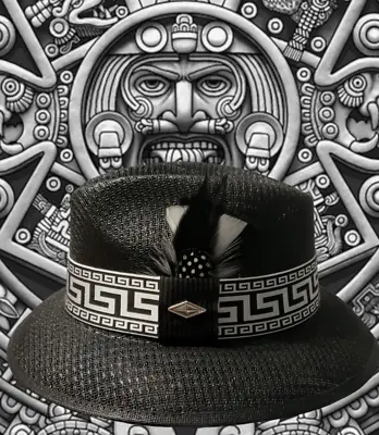 Men Custom Aztec Chicano Chicana Mexicano Viejo Black Lowrider Hat Fedora • $59.95