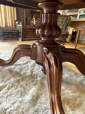 $785 • Buy ANTIQUE BURR WALNUT TILT TOP LOO TABLE / DINING TABLE ON ORNATE BASE  Late 1800s