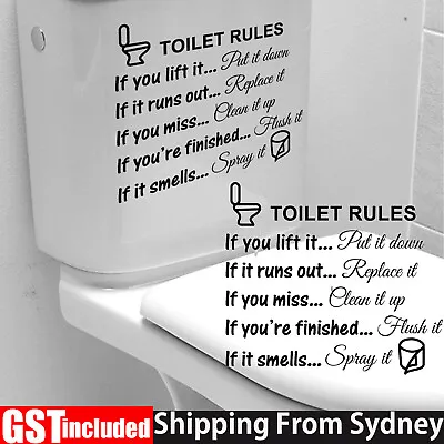 Toilet Rules Bathroom Removable Wall Sticker Vinyl Art Decals DIY Home Decor New • $4.55