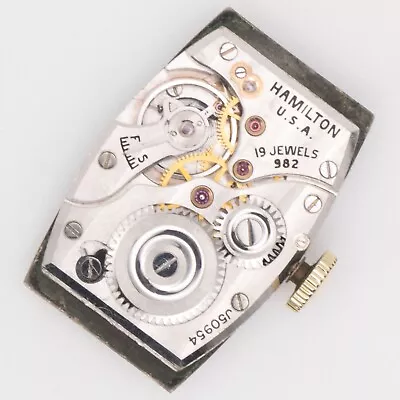 Vintage Hamilton Caliber 982 19-Jewel Wristwatch Movement Keeps Time • $105