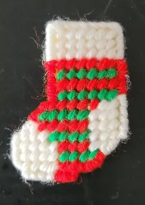 Vintage Christmas Stocking Crochet/Knit/Plastic Christmas Holiday Pin • $0.99