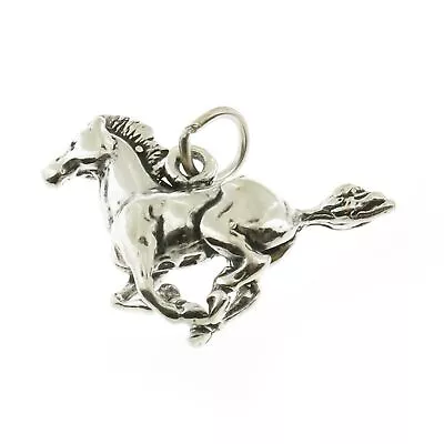 925 Sterling Silver Galloping Mustang Charm Made In USA • $15.49