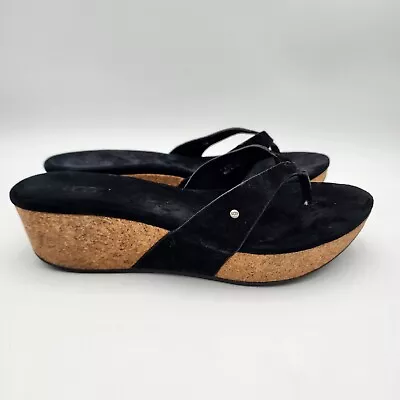 UGG Australia Women's  Brook Thong Sandals Black Brown Size 7 Slip On Shoes • $28.95