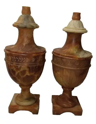 Pair Of Antique Italian Carved Alabaster Urn Lamps Neoclassical 1920 • $3000
