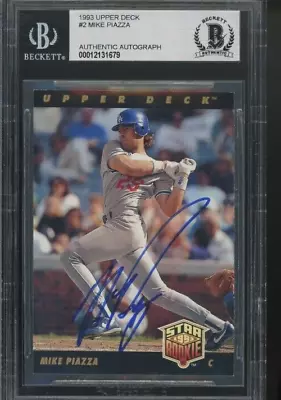 MIKE PIAZZA HOF 1993 Upper Deck Signed Dodgers Beckett *Early Career Autograph* • $99.99