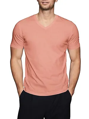 Mens V Neck T Shirt Short Sleeve Slim Fit Casual Plain Tee Top Soft Cotton • $7.99