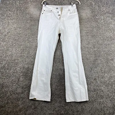 H&M Flared Leg Jeans Women's Size 2 White Denim Button Fly Mid Rise • $13.27