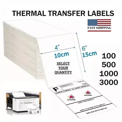 4x6 Fanfold Direct Thermal Shipping Labels Perforated Label 100 To 3000 Ct • $9.99