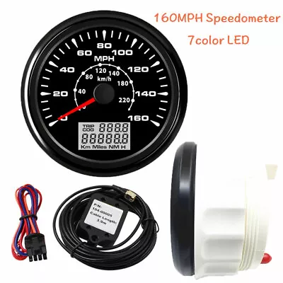 85mm 3-3/8  GPS Speedometer Odometer 160MPH For Car Marine 7 Colors LED Optional • $72.15