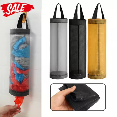 Plastic Bag Holder Dispenser Mesh Storage Trash Garbage Bags Organizer Hanging • $5.49