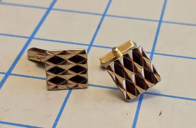 Vintage 1950s SWANK Diamond Pattern CUFFLINKS Mid Century MCM • $6.99