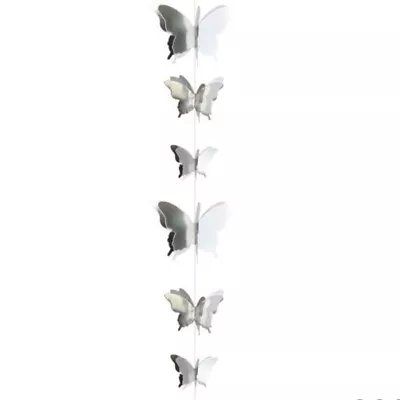 £4.99 • Buy Silver Butterfly Garland Banner Bunting 2.7M Metallic Silver Butterfly 3D Banner