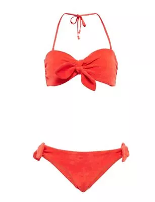 Zimmermann Lyre Terry Tie Bikini | Bandeau Low Rise Terry Cloth Halter Strap • $149.99