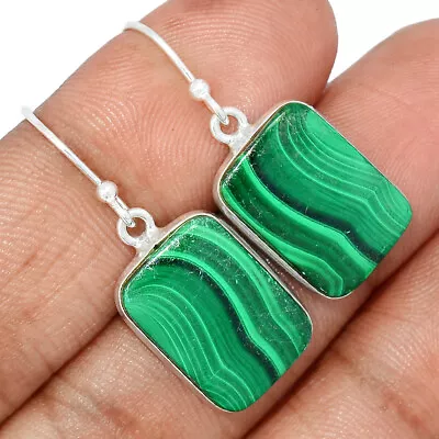 Natural Malachite - Morocco 925 Sterling Silver Earrings Jewelry CE11577 • $9.50