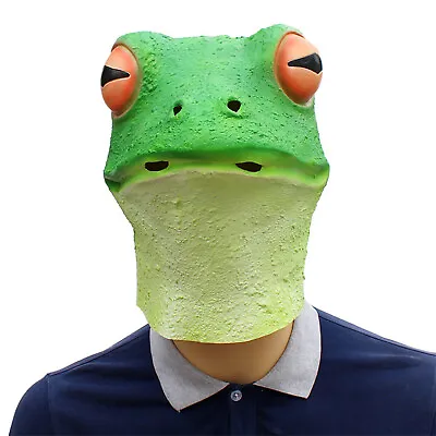 £12.99 • Buy Party Costume  Frog Mask  Halloween Costume Latex Animal Full Head Latex Adult