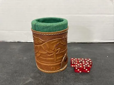 Vintage Tooled Leather Dice Cup Shaker W/ Dice Holder In Bottom • $35