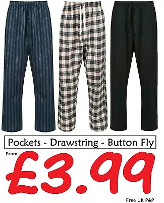 Mens Pyjama Bottoms Ex Store Lounge Pj Pants Jersey Woven Flannel S-xl Brand New • £5.99