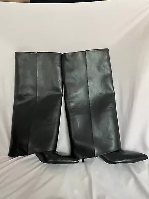 ZARA WOMAN KNEE-HIGH HIGH-HEEL GAITER BOOTS BLACK  Pre Owned SIZE USA 8/39 • $79.99