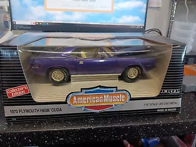 ERTL American Muscle 1970 Plymouth HEMI CUDA 1:18 Diecast Plum Crazy W Box T11 • $59.99