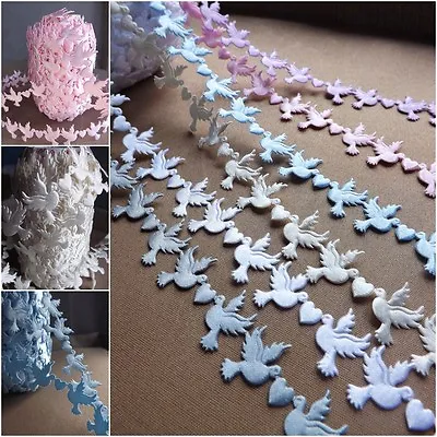 Satin Cut Out Doves Pigeons Wedding Favors Trim Ribbon Lace Decor Love Card  • £1.20