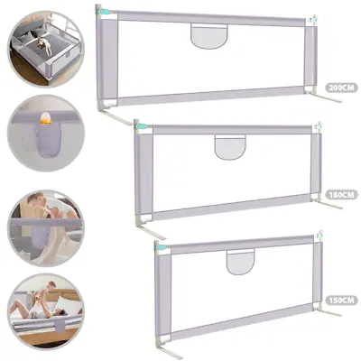 Bed Safety Guards Folding Children Toddler Bed Rail Safety Protection Grey 200cm • £18.99