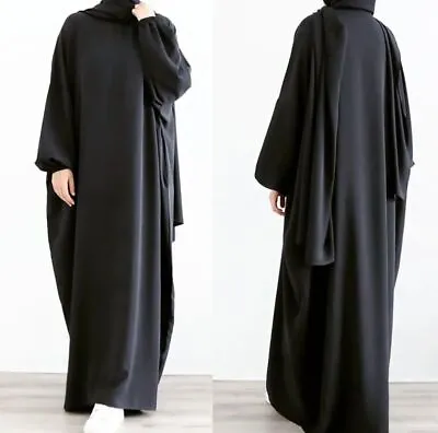 Women Ladies Dubai Abaya With Scarf Kaftan Islamic Muslim Jilbab Long Maxi Dress • £16.95