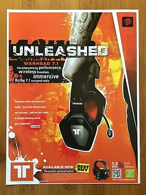 2012 TRITTON Warhead 7.1 Gaming Headset Xbox 360 Print Ad/Poster Authentic Art! • $13.49