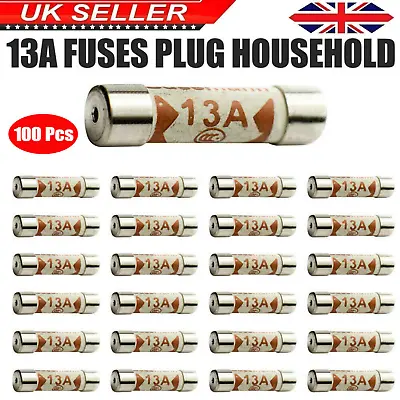 100x 13A Domestic Fuses Plug Top Household Mains 13amp Cartridge Fuse UK Seller • £1.99