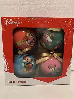 Set Of 4 Disney Mickey Mouse Christmas Baubles Xmas Tree Decorations • $26.99