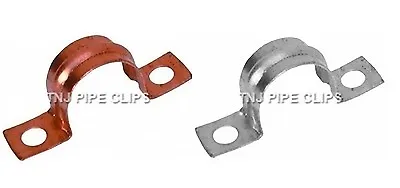 Copper SADDLE Bands 15mm & 22mm - Copper Or Chrome Plated Pipe Clips Bracket • £2.45