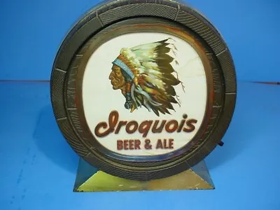 Vintage Rare IROQUOIS BEER & ALE Light - Up  Drum   Sign W/ Indian In Headdress • $225