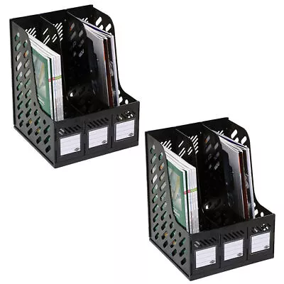 £11.99 • Buy 2 PACK Large Magazine Office File Organiser Holder Paper Storage Box Folder New