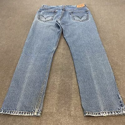 Vintage Levis 505 Jean Mens 36 Straight Distressed Denim Stone Washed Size 36x32 • $29.95