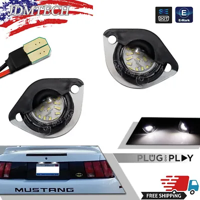 For 1994-2004 Ford Mustang White LED Rear Bumper License Plate Light Lamp Set • $10.49