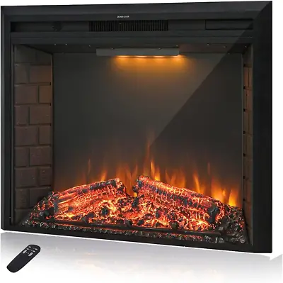 36'' Electric Fireplace Insert Retro Recessed Fireplace Heater With Fire Cracki • $466.99