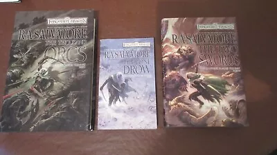 R A Salvatore Hunters Blade Trilogy Thousand Orcs Lone Drow Two Swords • £10
